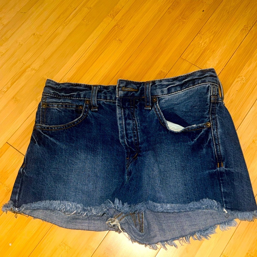 High waisted free people jean shorts